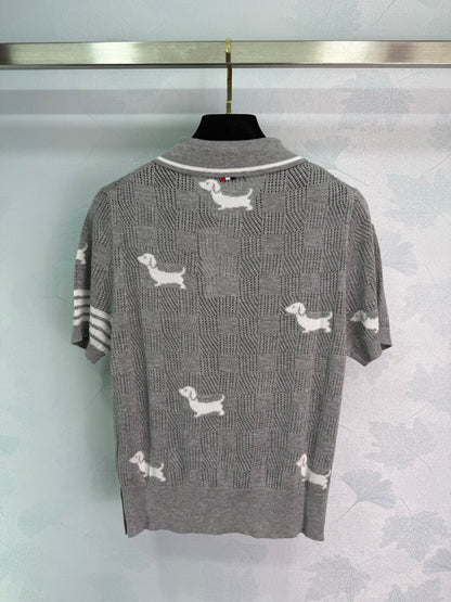 TH 25 Gray Puppy Knit Short Sleeve