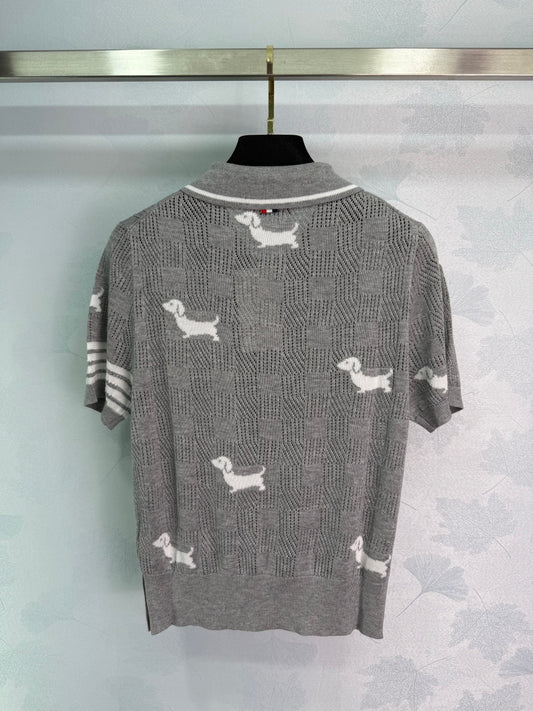 TH 25 Gray Puppy Knit Short Sleeve