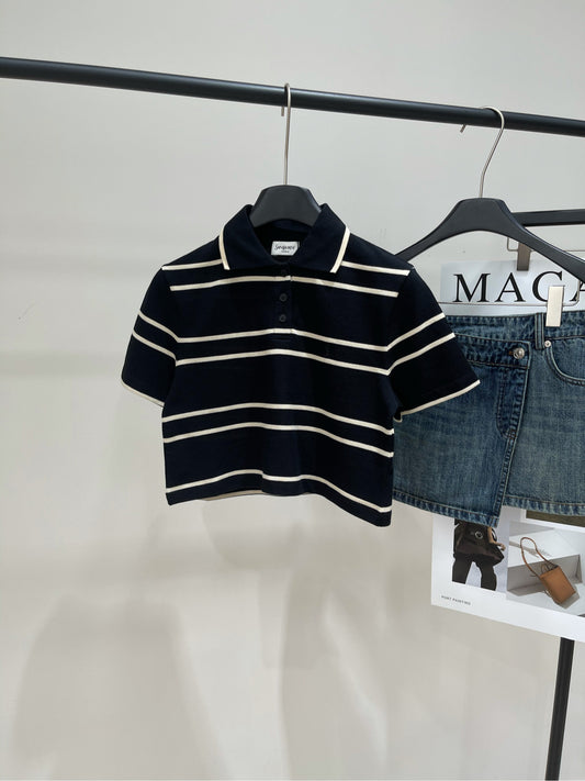 Y 25 Classic Colorblocked Striped Knit Top