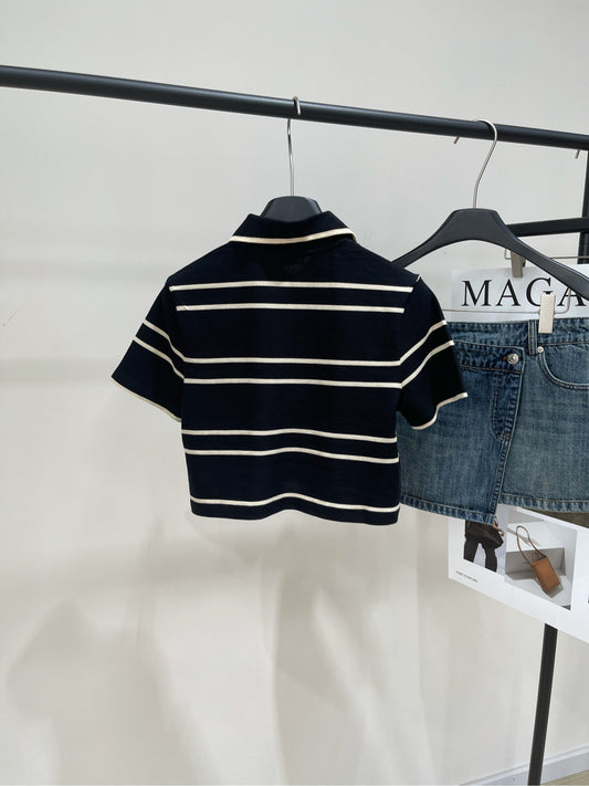 Y 25 Classic Colorblocked Striped Knit Top