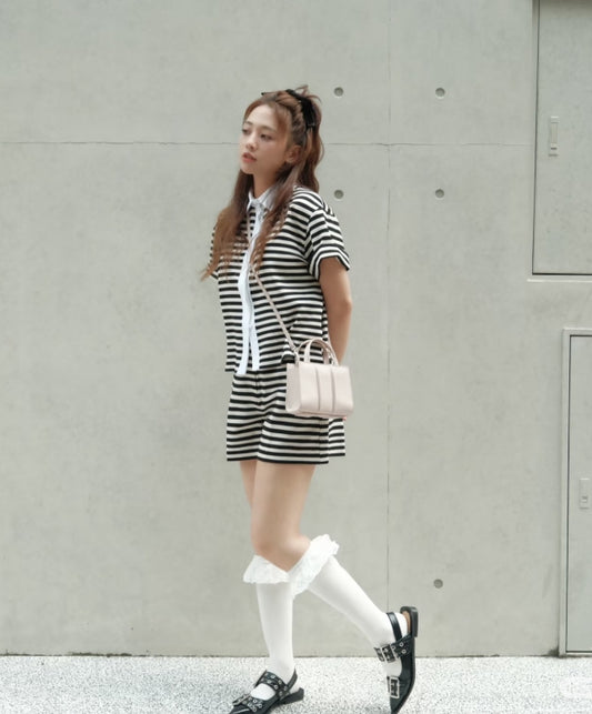 MA 25 Striped knit cardigan with short sleeves