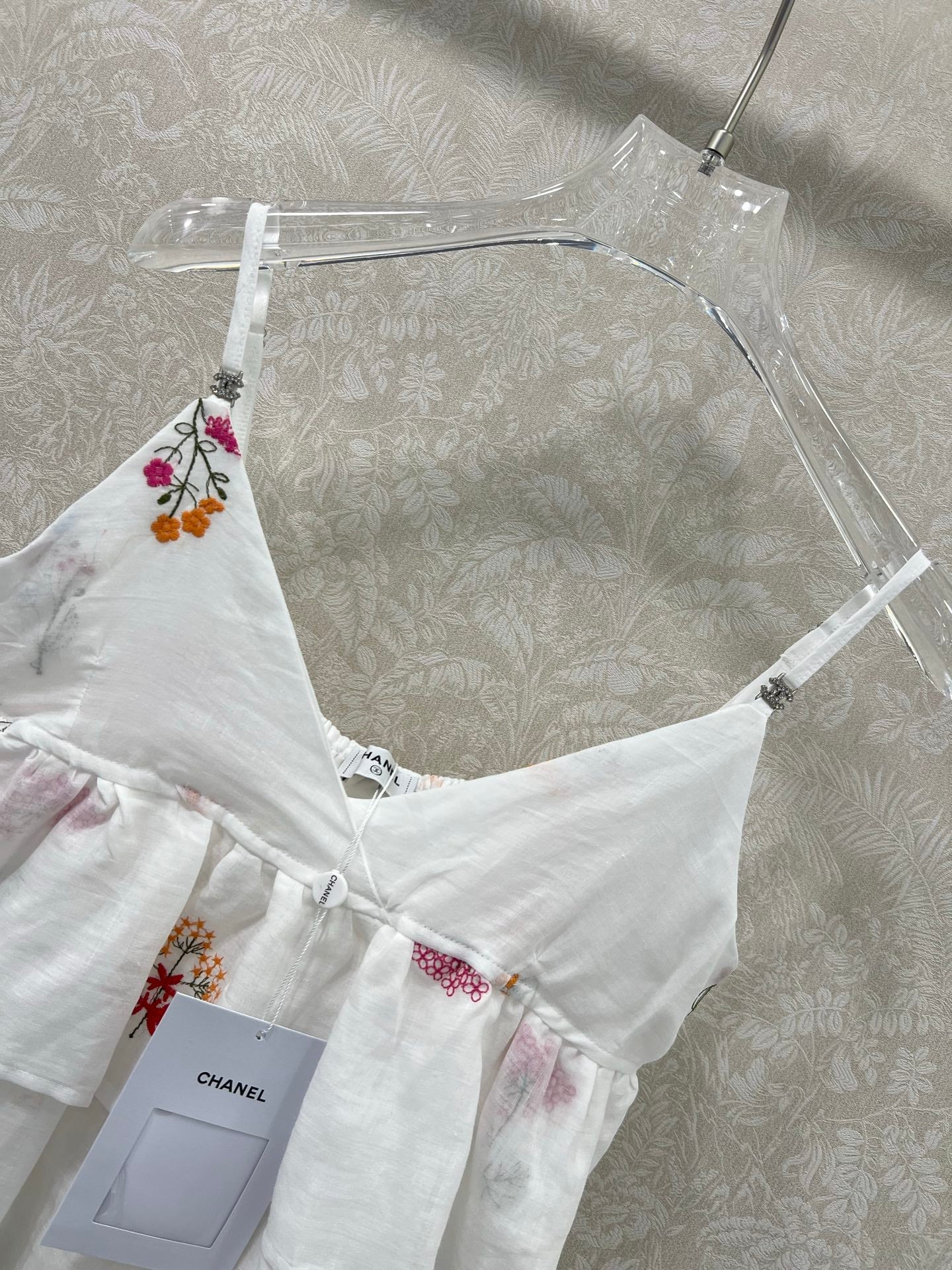 C 25 Summer new white color thread embroidery retro pure desire camisole