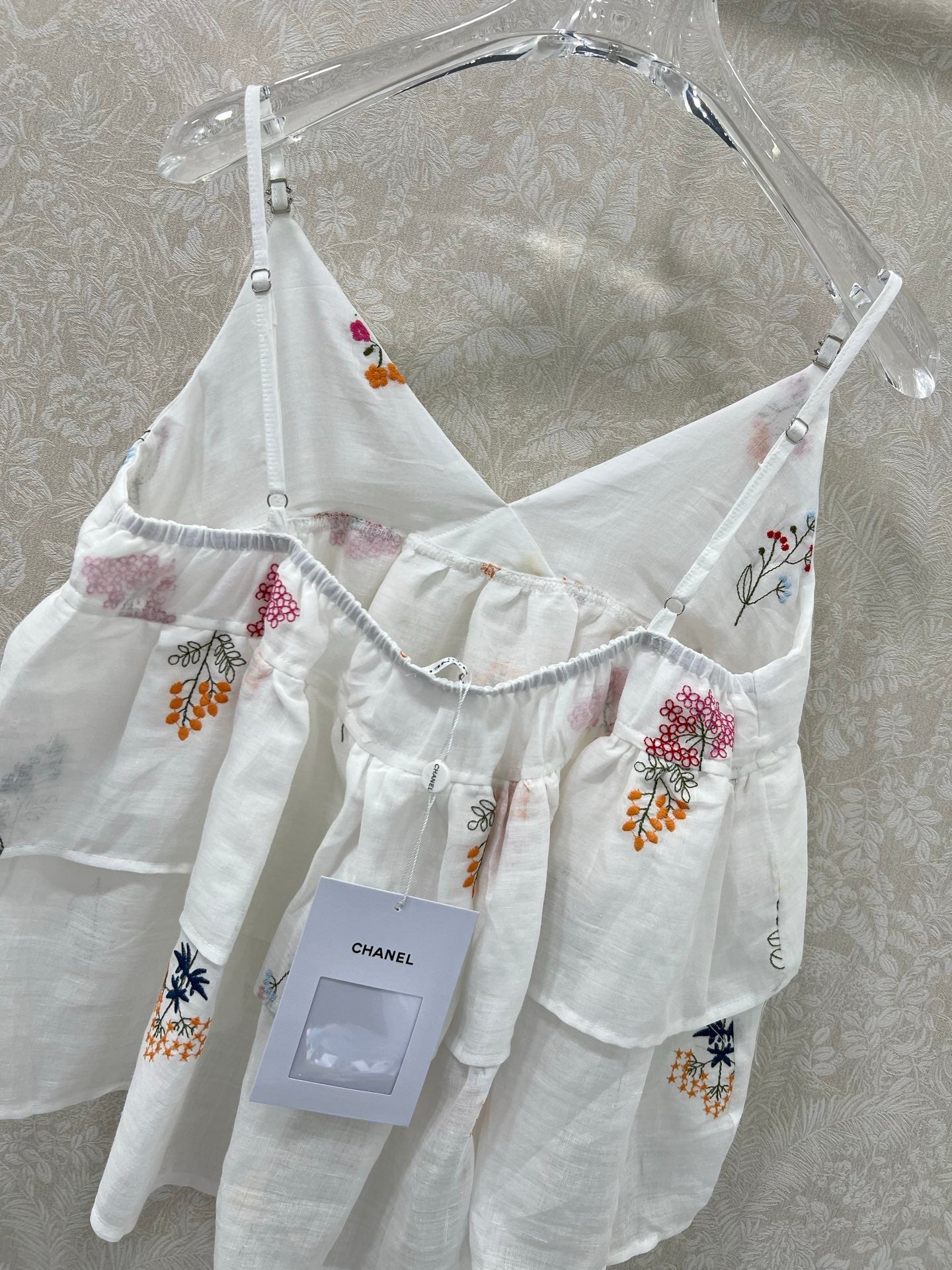 C 25 Summer new white color thread embroidery retro pure desire camisole