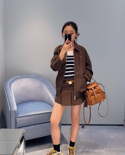 M 25 Early Fall New Cocoa Brown Lapel Jacket Coat