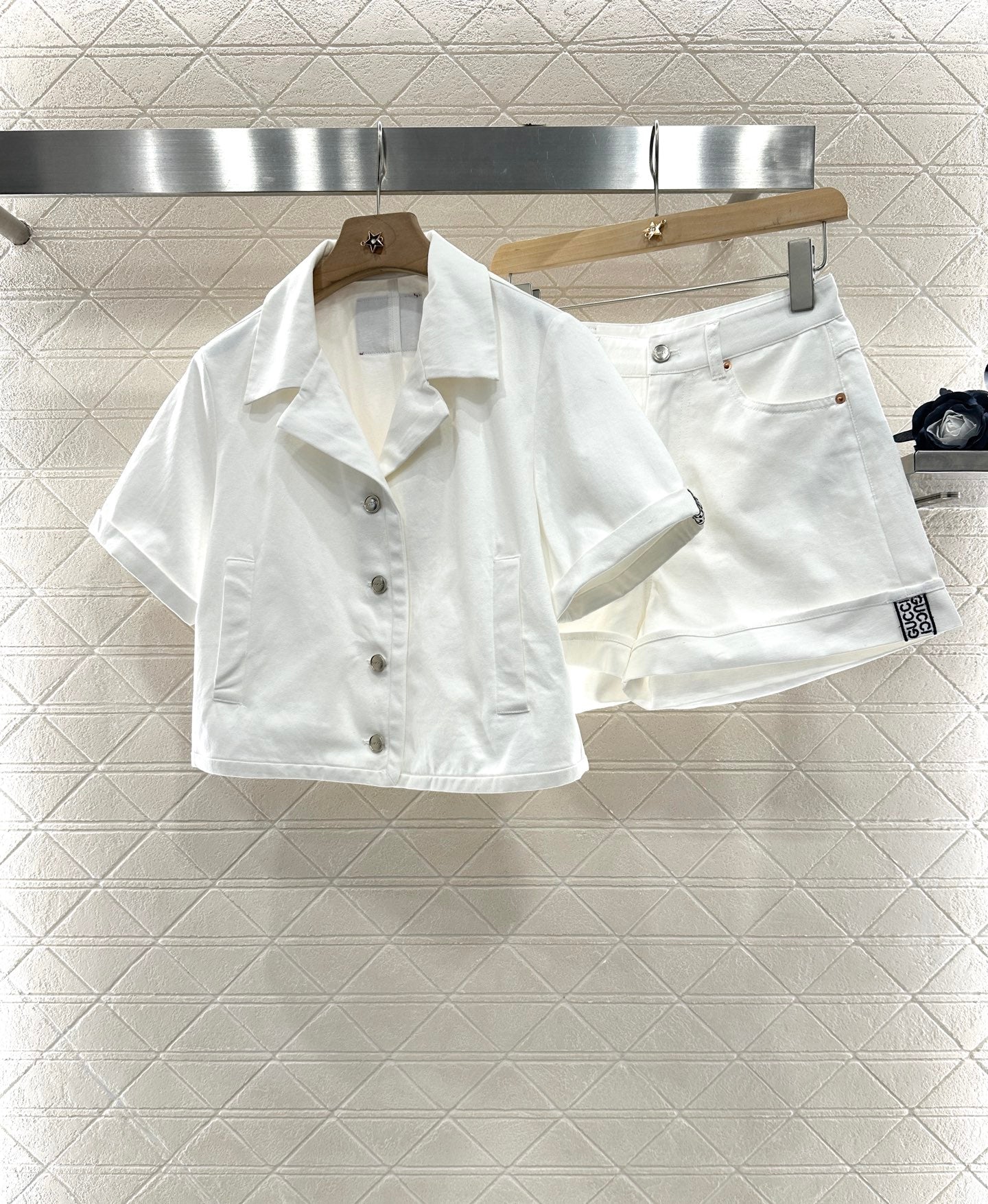 G 2025 Summer New Short Sleeve Jacket Coat Shorts Set