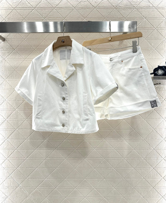 G 2025 Summer New Short Sleeve Jacket Coat Shorts Set
