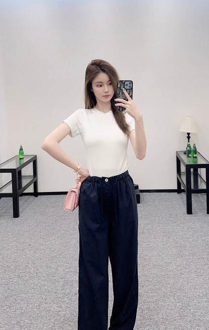 C 2025 Summer New Arrivals Wide Leg Drawstring Trousers