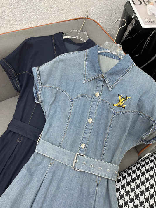 L 25SS Summer New Lapel Denim Dress