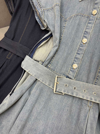 L 25SS Summer New Lapel Denim Dress
