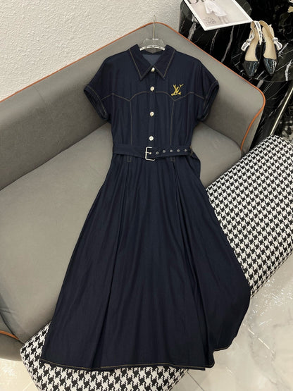 L 25SS Summer New Lapel Denim Dress