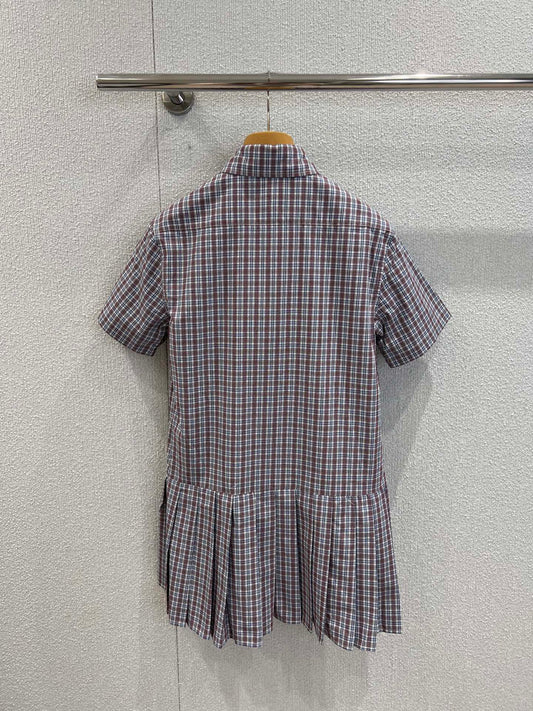 M 25Ss new spring and summer logo embroidered pleated shirt dress