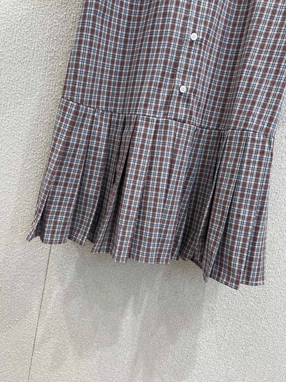 M 25Ss new spring and summer logo embroidered pleated shirt dress