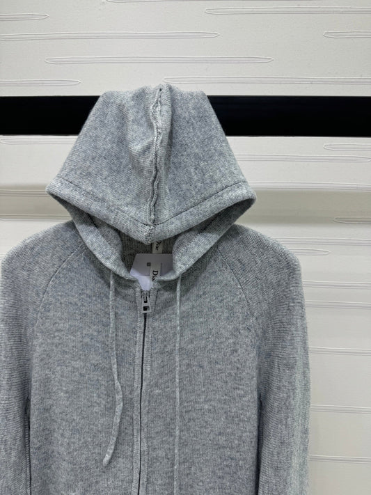 D 2025 Early Autumn New Hooded Long Sleeve Zipper Cardigan