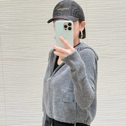 D 2025 Frühen Herbst Neue Mit Kapuze Langarm Zipper Strickjacke 