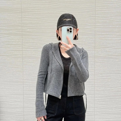 D 2025 Frühen Herbst Neue Mit Kapuze Langarm Zipper Strickjacke 