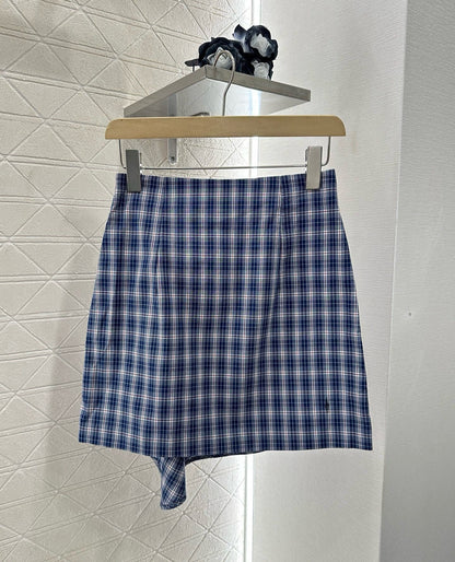 M 2025 Summer New Plaid Tube Top Miniskirt Set