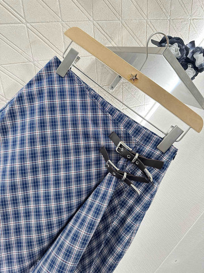 M 2025 Summer New Plaid Tube Top Miniskirt Set