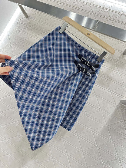 M 2025 Summer New Plaid Tube Top Miniskirt Set