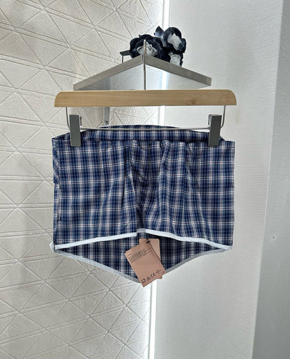 M 2025 Summer New Plaid Tube Top Miniskirt Set
