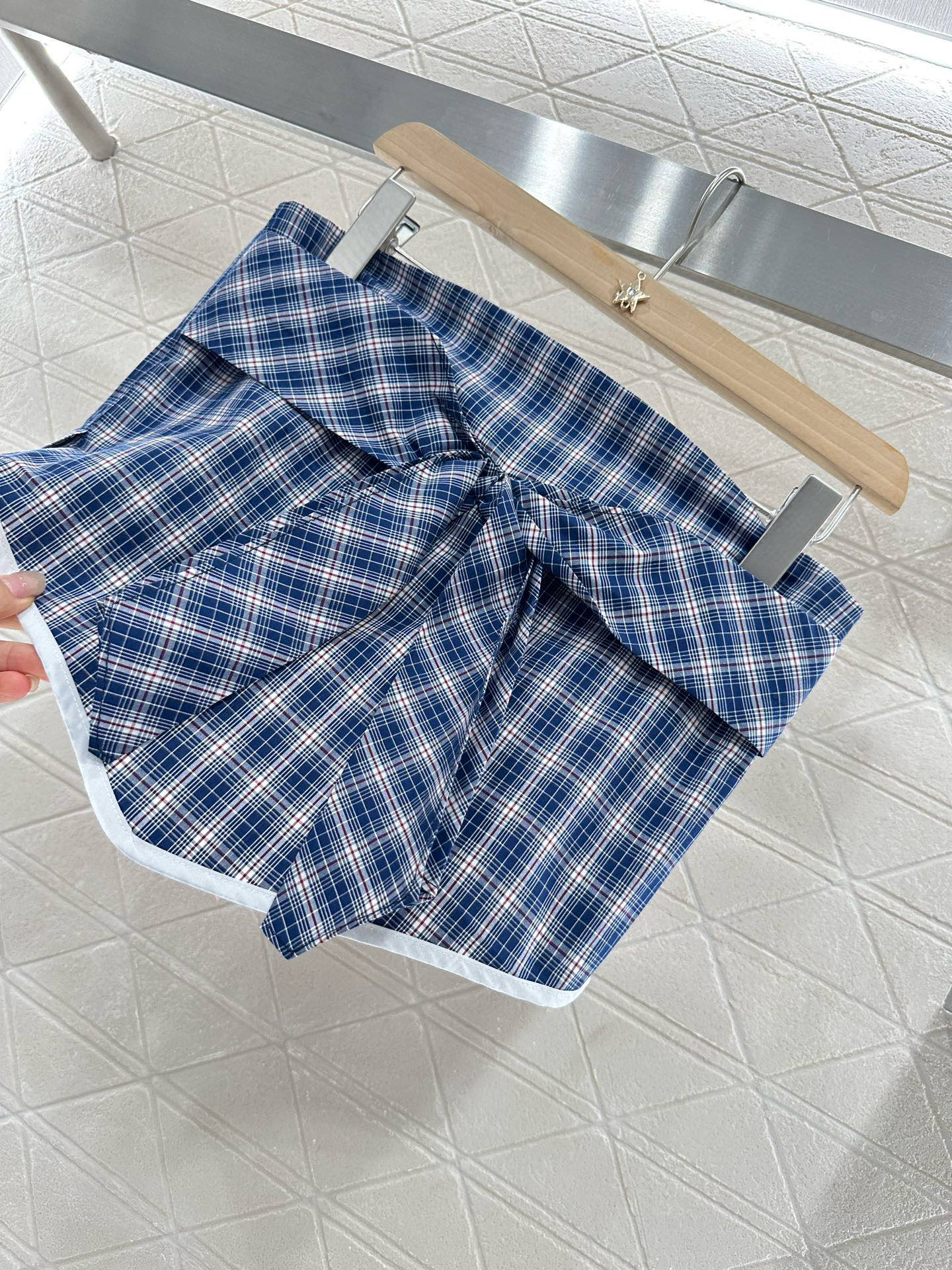 M 2025 Summer New Plaid Tube Top Miniskirt Set