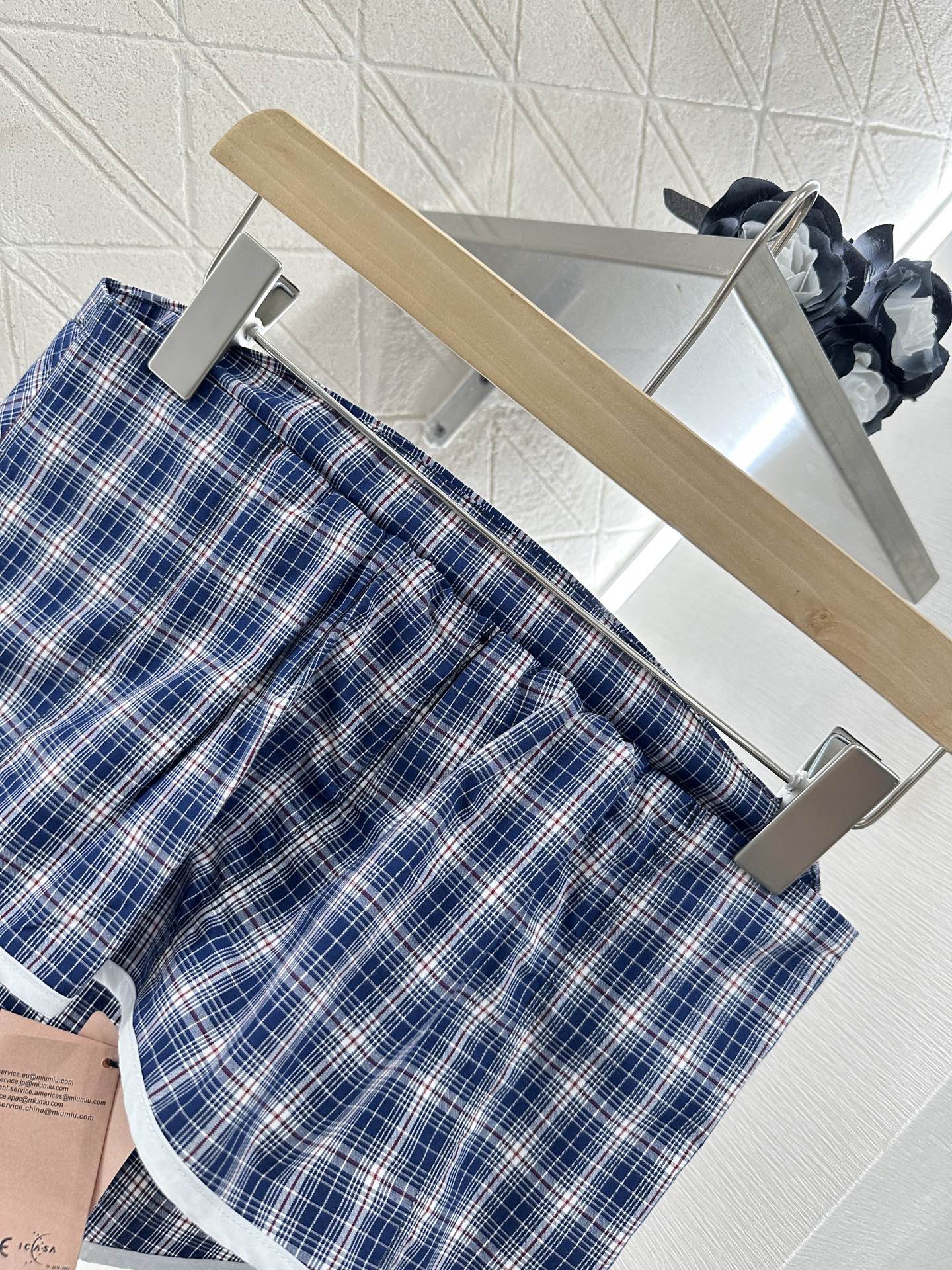 M 2025 Summer New Plaid Tube Top Miniskirt Set