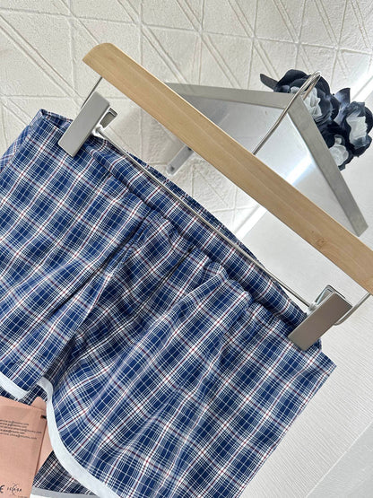 M 2025 Summer New Plaid Tube Top Miniskirt Set
