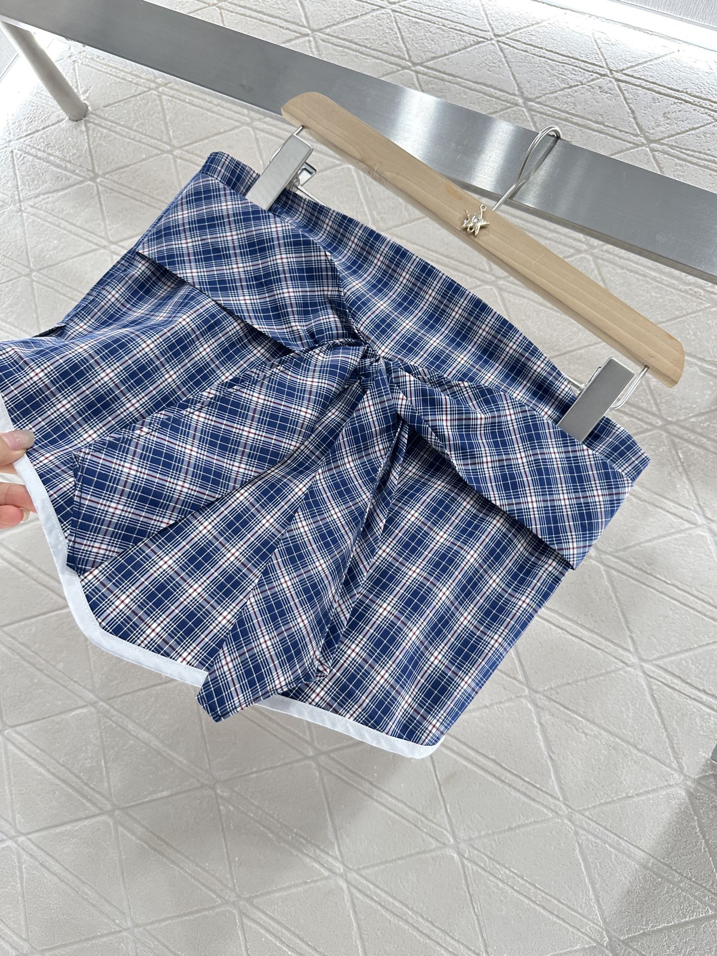 M 2025 Summer New Plaid Tube Top Miniskirt Set