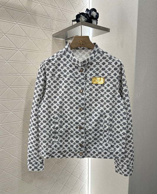L 2025 Summer New Printed Denim Jacket Coat Short Skirt Suit