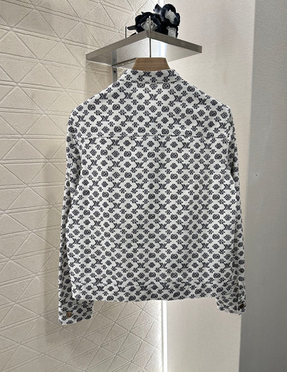 L 2025 Summer New Printed Denim Jacket Coat Short Skirt Suit