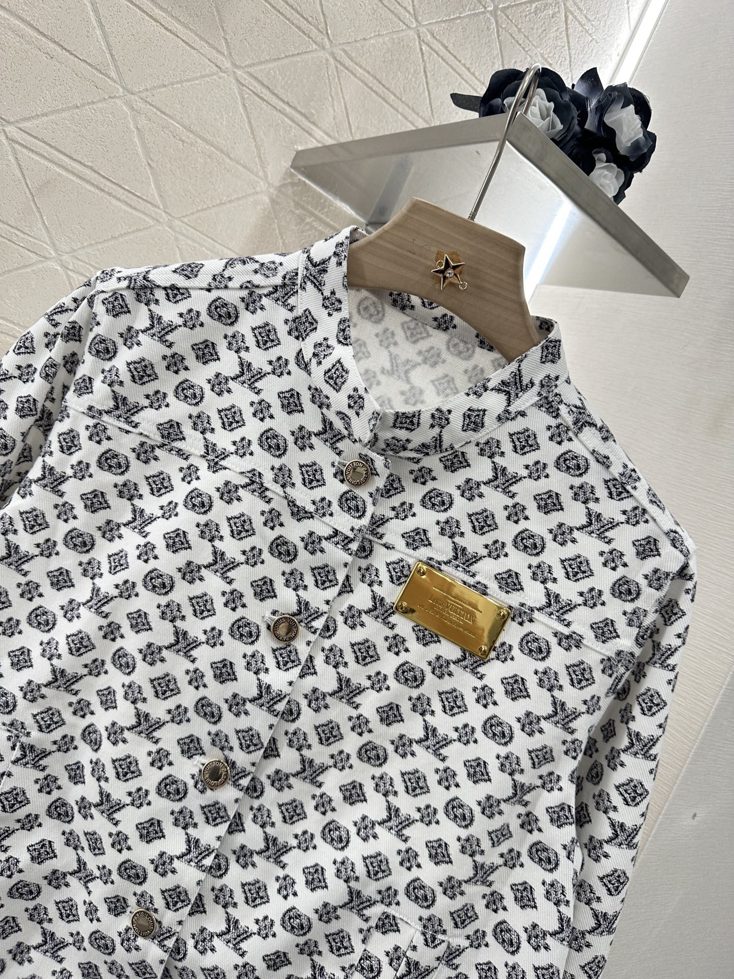 L 2025 Summer New Printed Denim Jacket Coat Short Skirt Suit