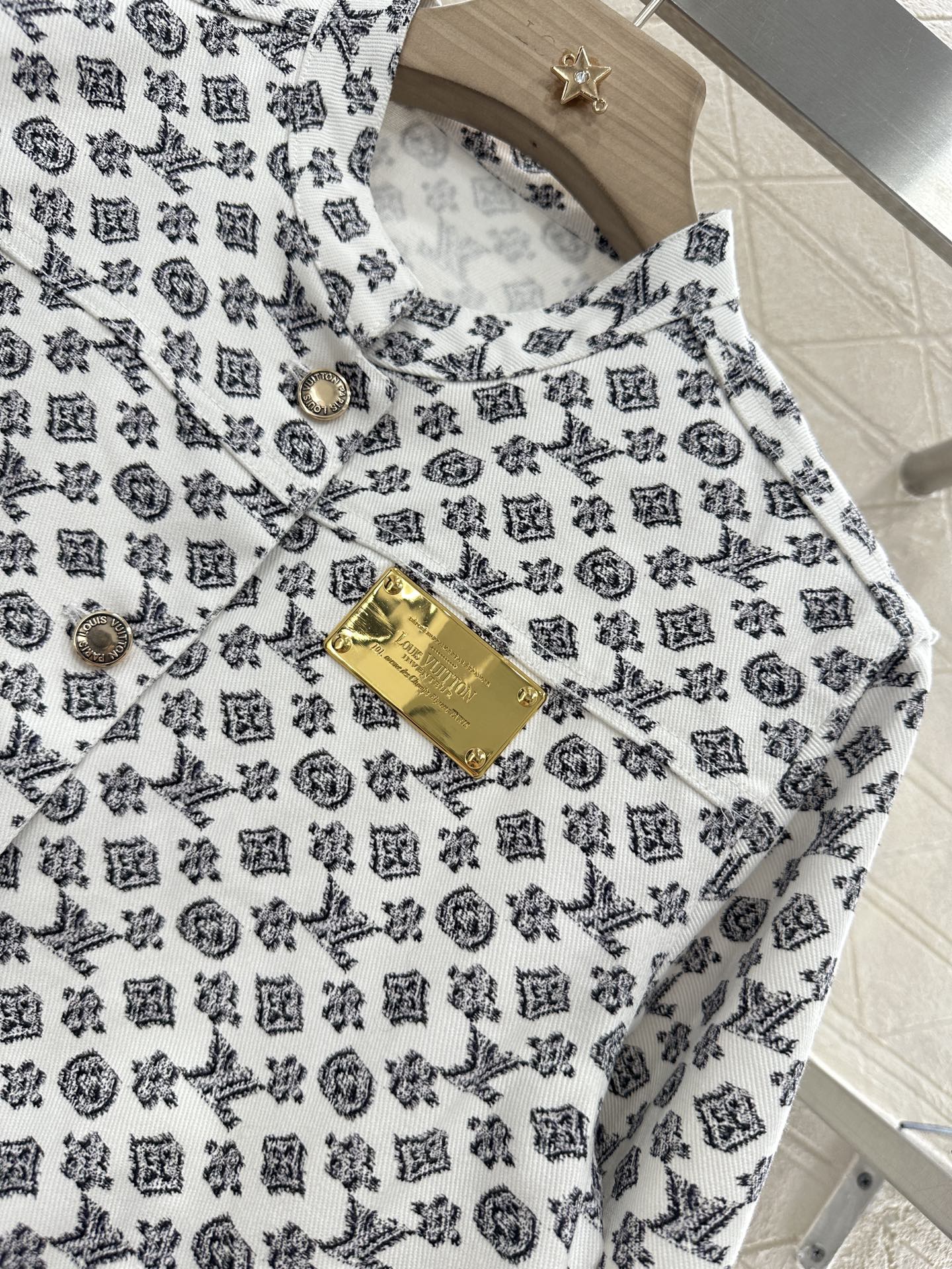 L 2025 Summer New Printed Denim Jacket Coat Short Skirt Suit