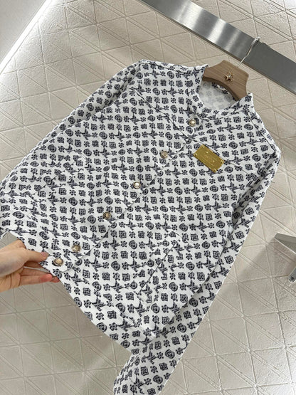 L 2025 Summer New Printed Denim Jacket Coat Short Skirt Suit