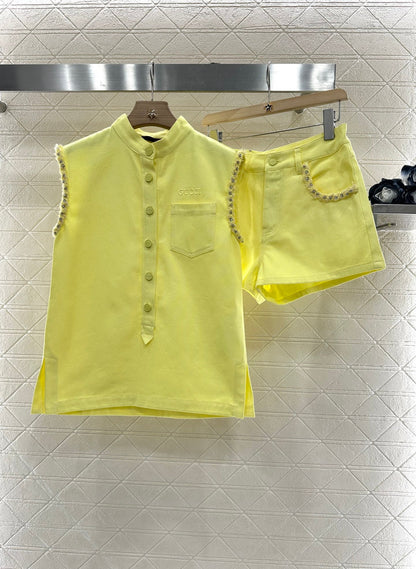 G 2025 Summer New Vest Top Shorts Set