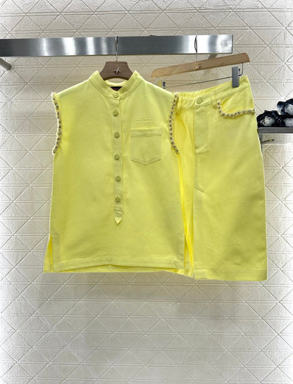 G 2025 Summer New Vest Top Skirt Set