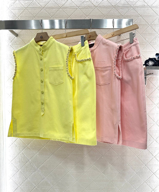 G 2025 Summer New Vest Top Skirt Set