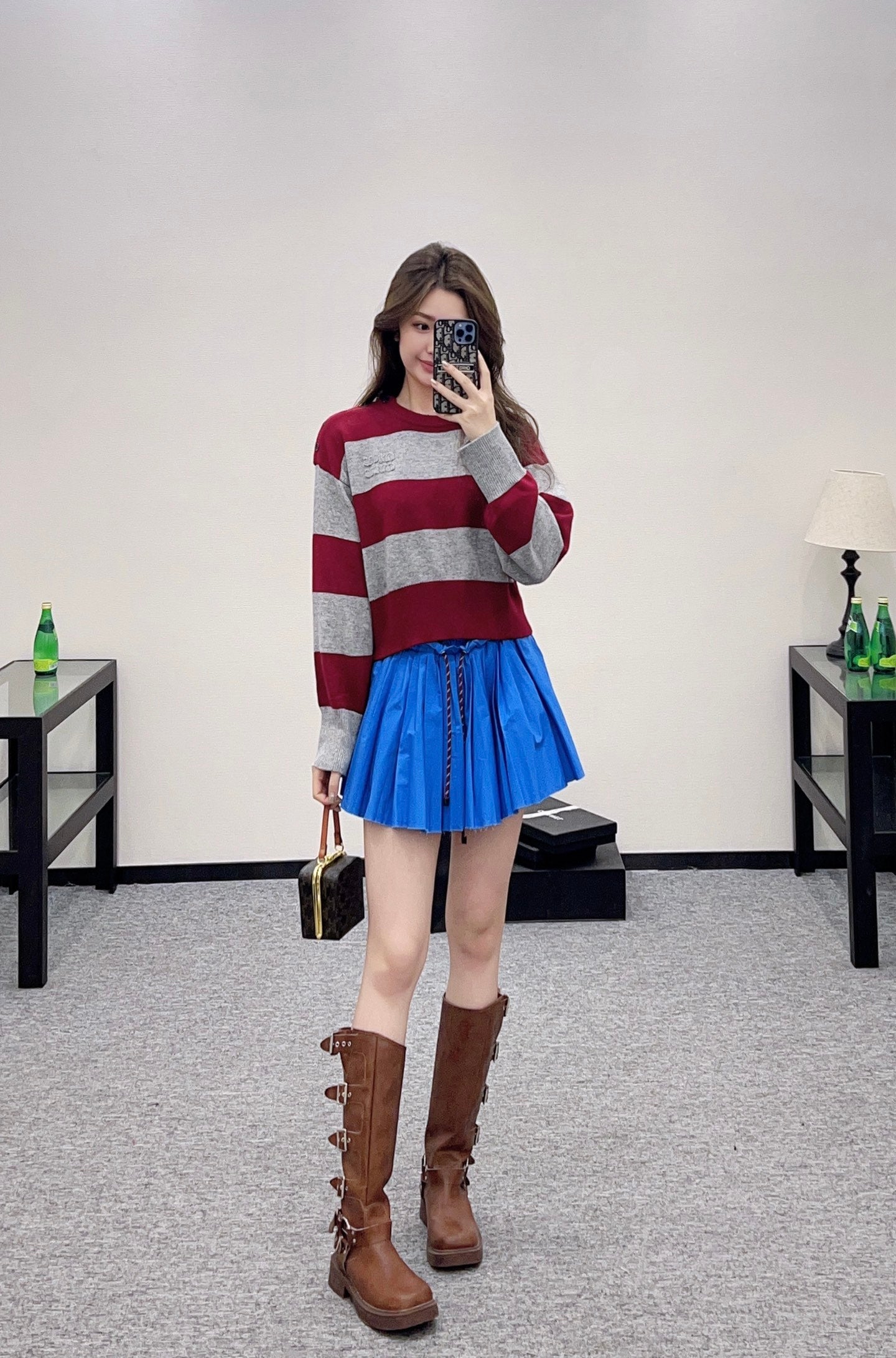 m 2025 Summer New Arrival Letter Striped Round Neck Sweater