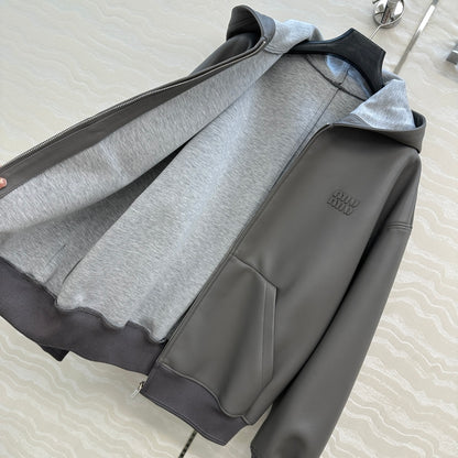 M 25 Sheepskin hooded leather jacket