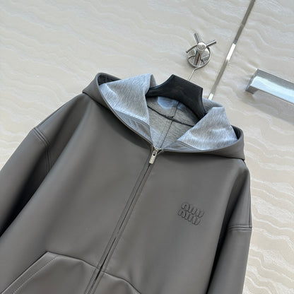 M 25 Sheepskin hooded leather jacket