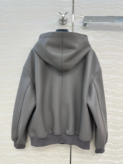 M 25 Sheepskin hooded leather jacket