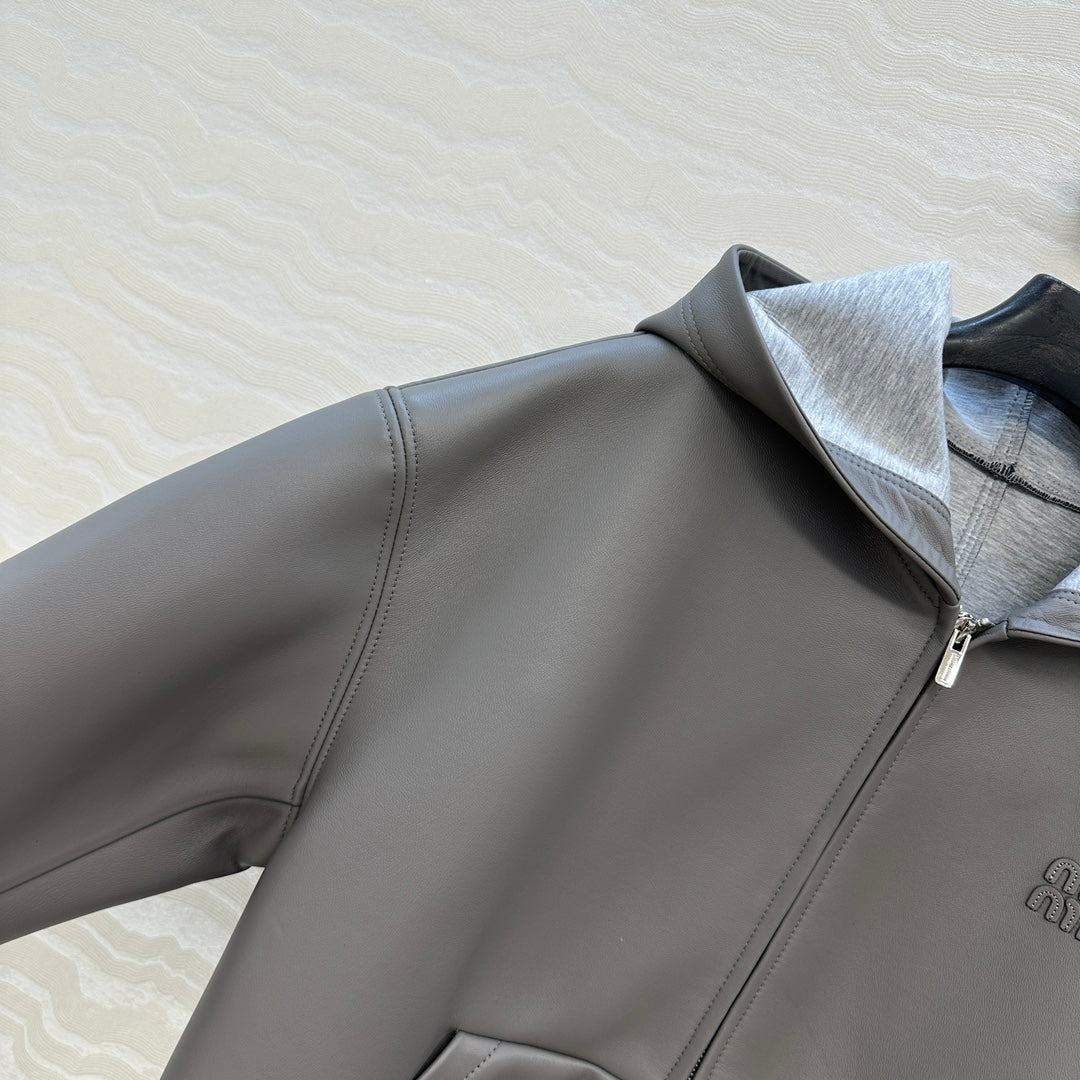 M 25 Sheepskin hooded leather jacket