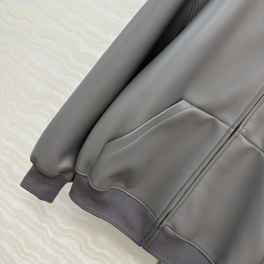 M 25 Sheepskin hooded leather jacket