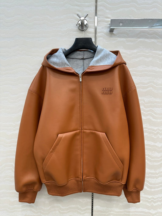 M 25 Sheepskin hooded leather jacket