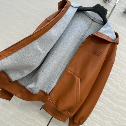 M 25 Sheepskin hooded leather jacket
