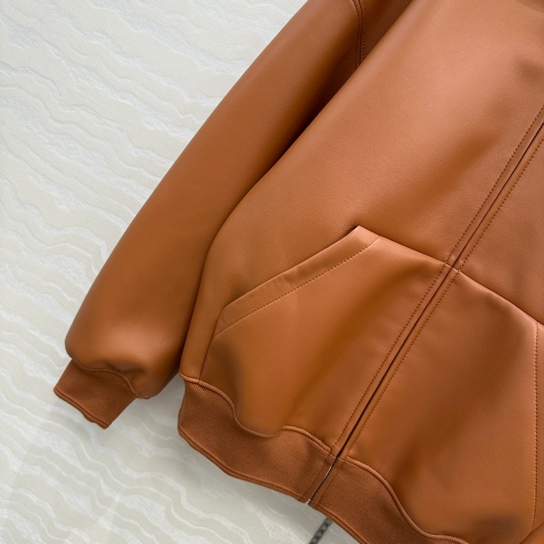 M 25 Sheepskin hooded leather jacket
