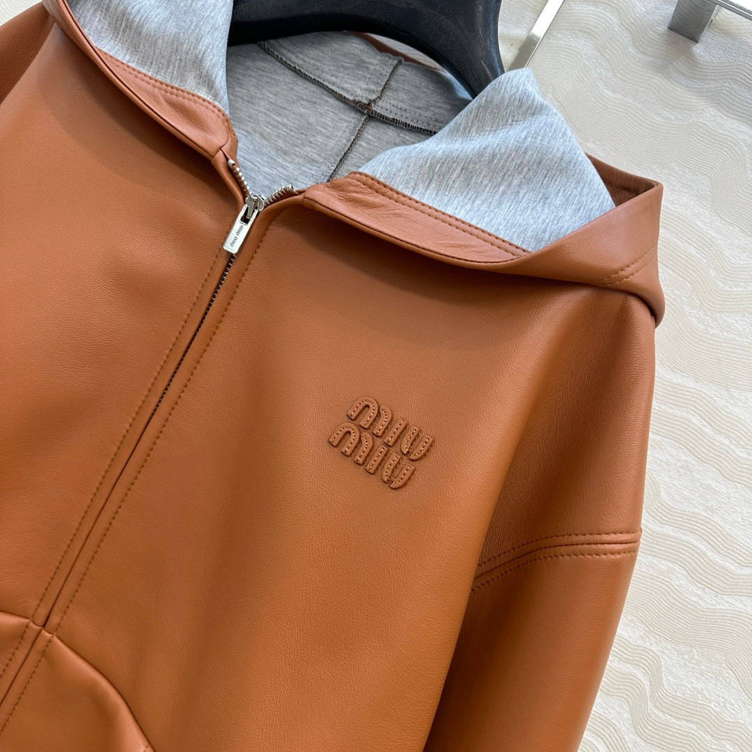 M 25 Sheepskin hooded leather jacket