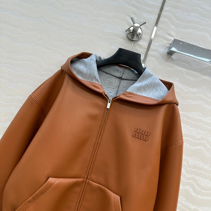 M 25 Sheepskin hooded leather jacket