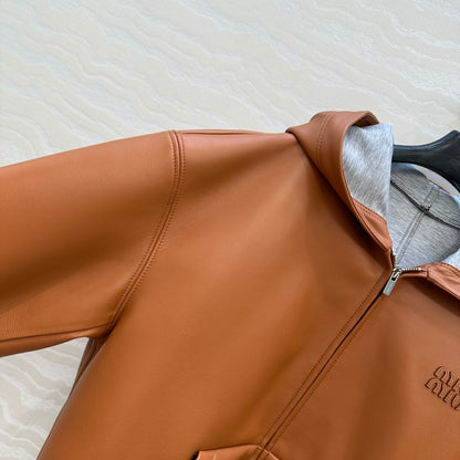 M 25 Sheepskin hooded leather jacket