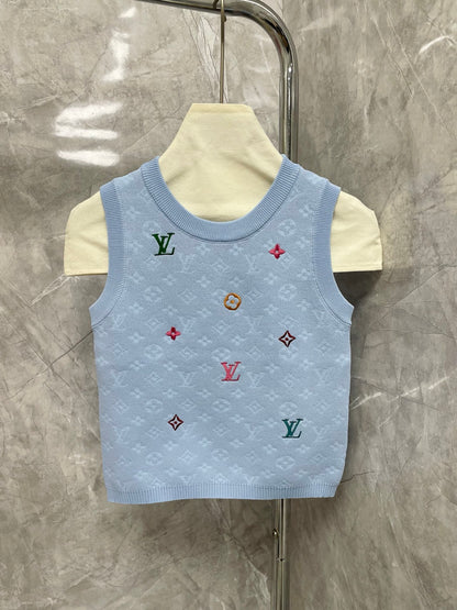 L 25 Early Spring New Round Neck Letter Logo Embroidery Knitted Vest