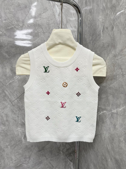 L 25 Early Spring New Round Neck Letter Logo Embroidery Knitted Vest
