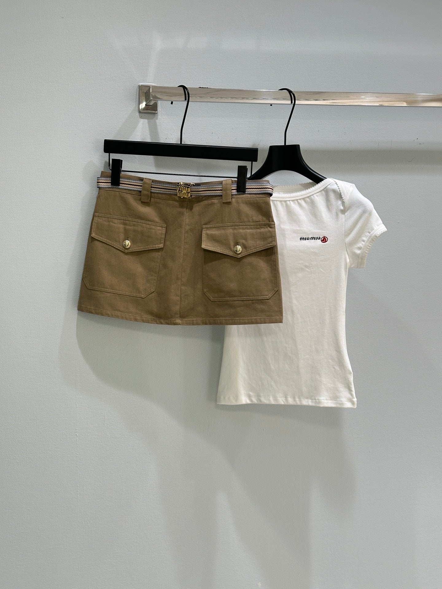 M 25SS Early Spring Work Pocket Belt Skirt